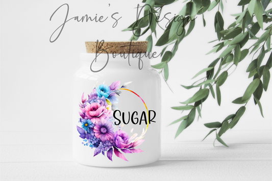 Sugar Canister UV DTF Decal Floral (2 sizes)