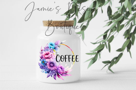Coffee Canister UV DTF Decal Floral (3 sizes)