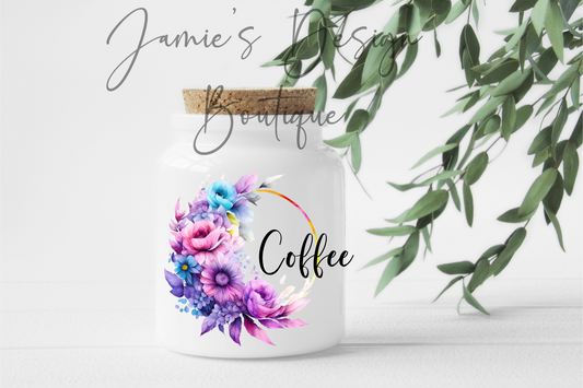 Coffee Canister UV DTF Decal Floral (2 sizes)