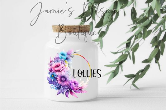 Lollies Canister UV DTF Decal Floral (3 sizes)