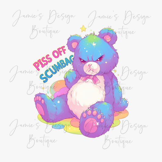 Single Decal UV DTF Swear Care Bear Exclusive (3 sizes)