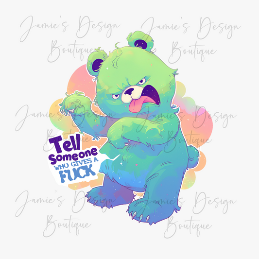 Single Decal UV DTF Swear Care Bear Exclusive (3 sizes)