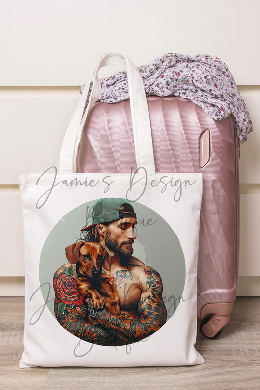 PREORDER DTF Tattoo Man with Dachshund (3 sizes) Exclusive