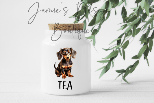 Tea Canister UV DTF Decal Dachshund (2 sizes)