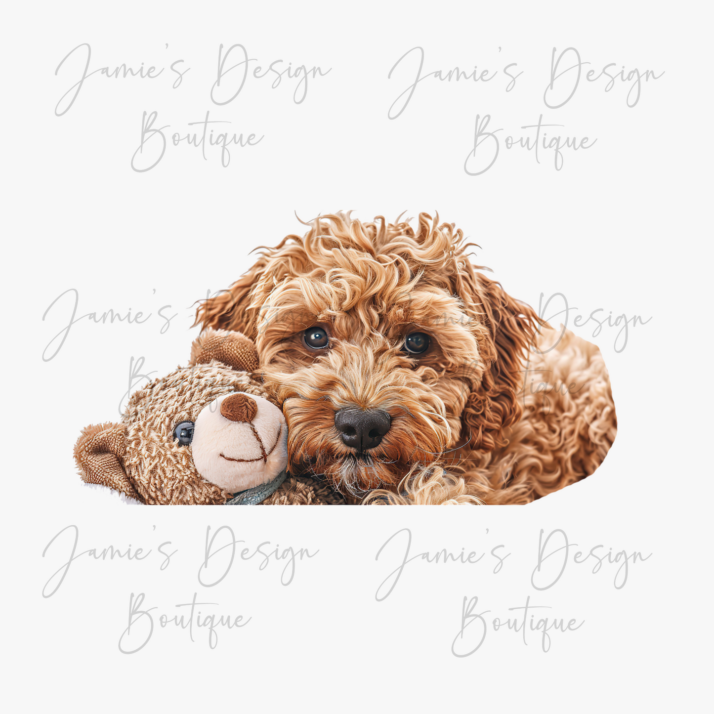 Cavoodle Dog & teddy single decal UVDTF (2 sizes)