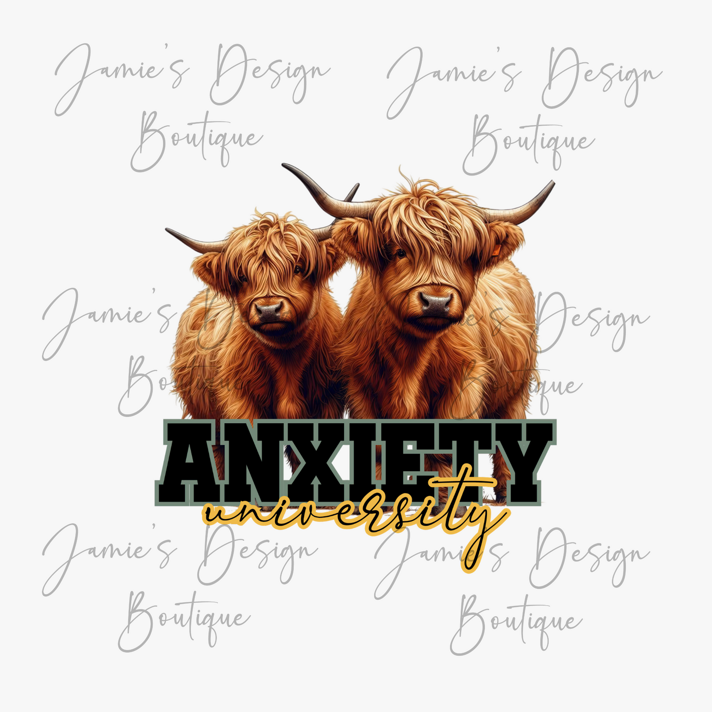 Anxiety Loading Highland Cow Single decal UVDTF (4 sizes)