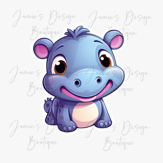 Single Decal UV DTF Hippo (3 sizes)