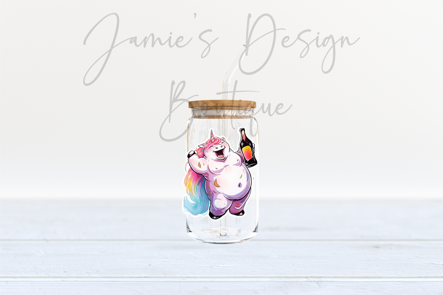 Single Decal UV DTF Drinking Unicorn Exclusive