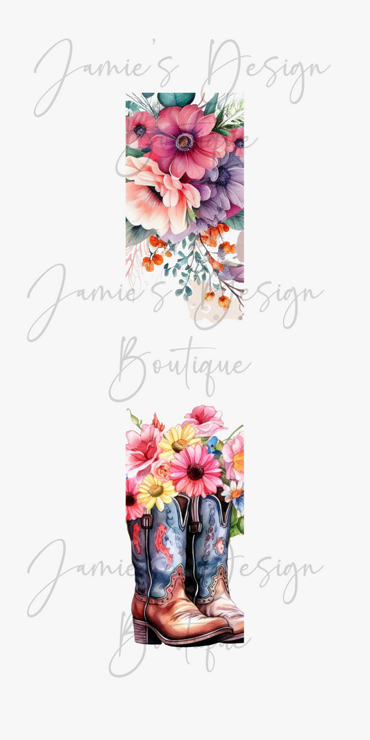 Floral Cowboots Bookmark UVDTF
